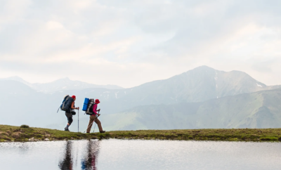 A couple hiking.