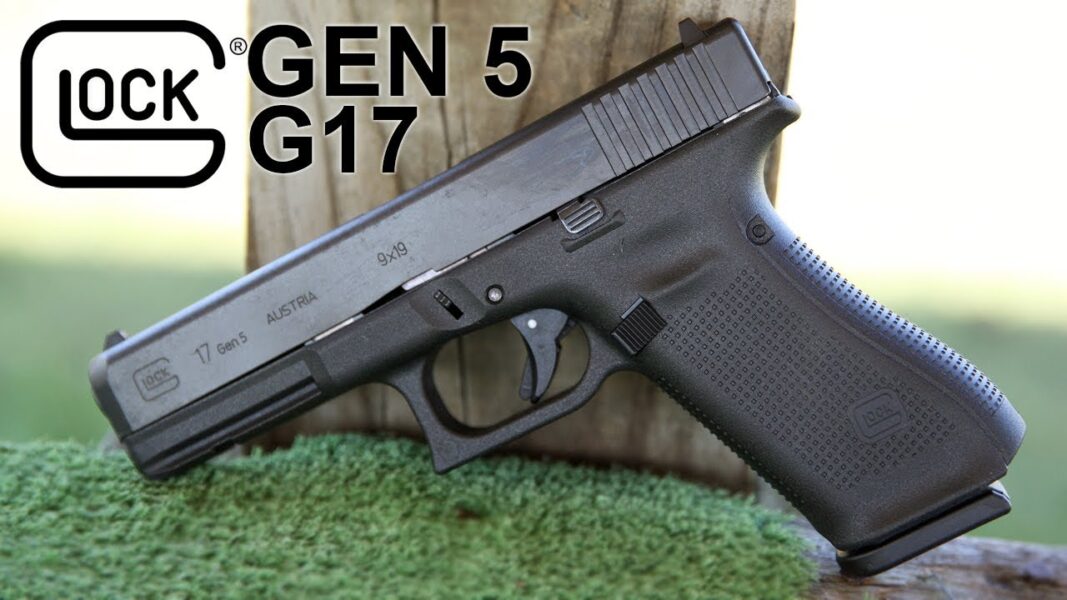 A black handgun.