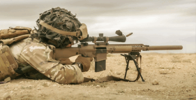 A U.S. Army Private hits the target with an M110 semi-automatic sniper system