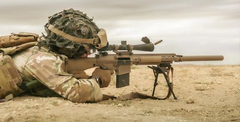 A U.S. Army Private hits the target with an M110 semi-automatic sniper system