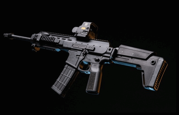 A black rifle.
