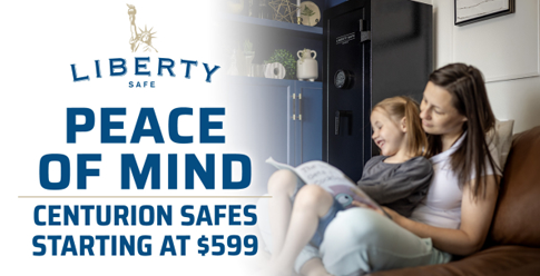 A family reading with a gun safe in the background.